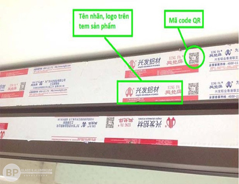 mẫu tem nhôm XINGFA mầu đỏ chính hãng nhập khẩu 100% Quảng Đông có mã Code QR